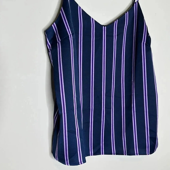 NWT Banana Republic Navy Blue Purple Striped Essential Cami Camisole Tank Top S - Picture 6 of 7